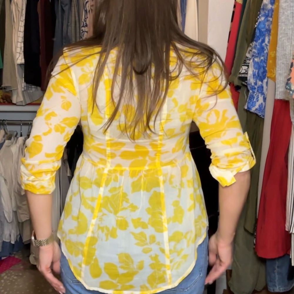 Maeve Yellow Floral Button-Up Blouse - Picture 2 of 5